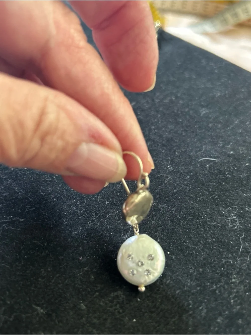 Silpada Sterling Silver Drop Earrings  Pearl Discs With Swarovski Crystal Rare - Picture 4 of 6